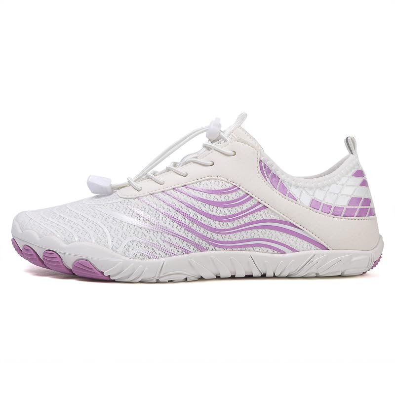 anti-slip rubber athletic hiking water shoes for mens womens | barefoot aqua swim walking shoes | five-finger shoes | running shoes lightweight sneakers - color: white-a | size: 43