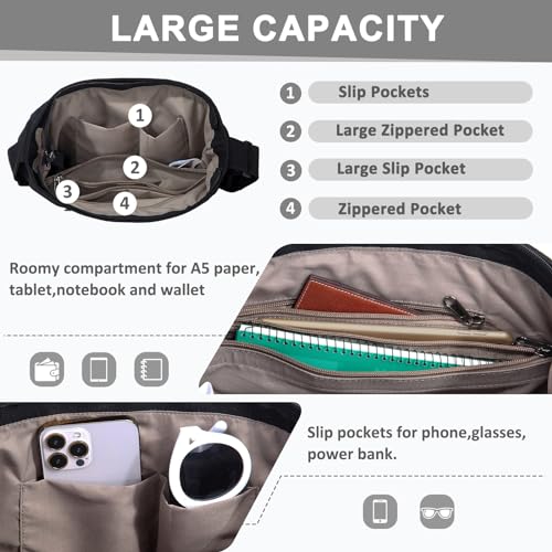 Canvas Messenger Bag,Lightweight Large Casual Crossbody Shoulder Hobo Bag for Women Men Work/Travel/College4