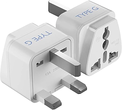 Ceptics Type G UK Adapter for Indian Pins, India to Hong Kong, UAE, Dubai Travel - Perfect for Laptop, Camera, Charger - C