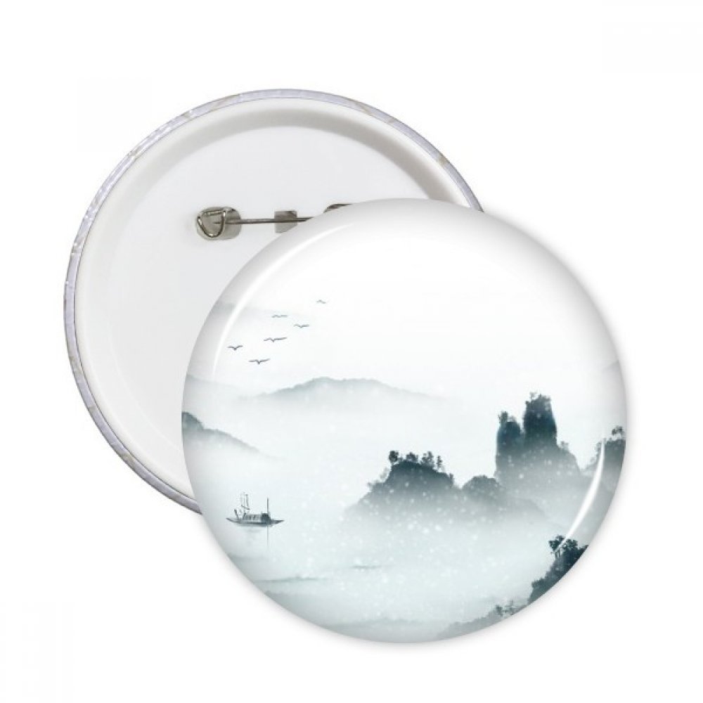Badge rond paysage chinois aquarelle DIYthinker x5 - 3