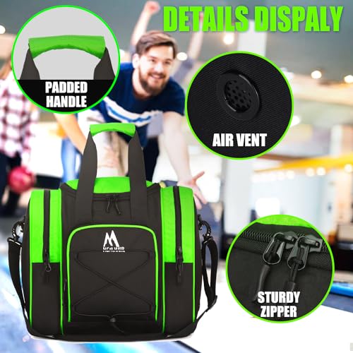 Hsmihair Bowling Ball Bag for Single Ball, Bowling Tote with Padded Holder,Fits Shoes up to Men’s Size 14, Carry Bag for Bowling Accessories