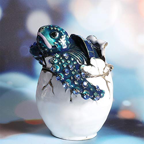 Waltz&F Trinket Box Collectible Turtle Figurines Hatching Baby Turtle From An Egg Metal Jewelry Box Hatching Egg #TOP3