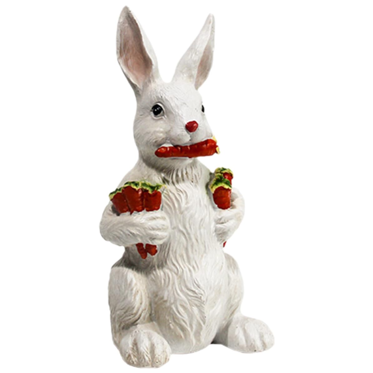 Housoutil Statue et Lapin ou Décoration en Résine de Blanche Élégant Style Campagne Moderne Charmant de Table, Ornement Extérieur Balcon ou Bureau