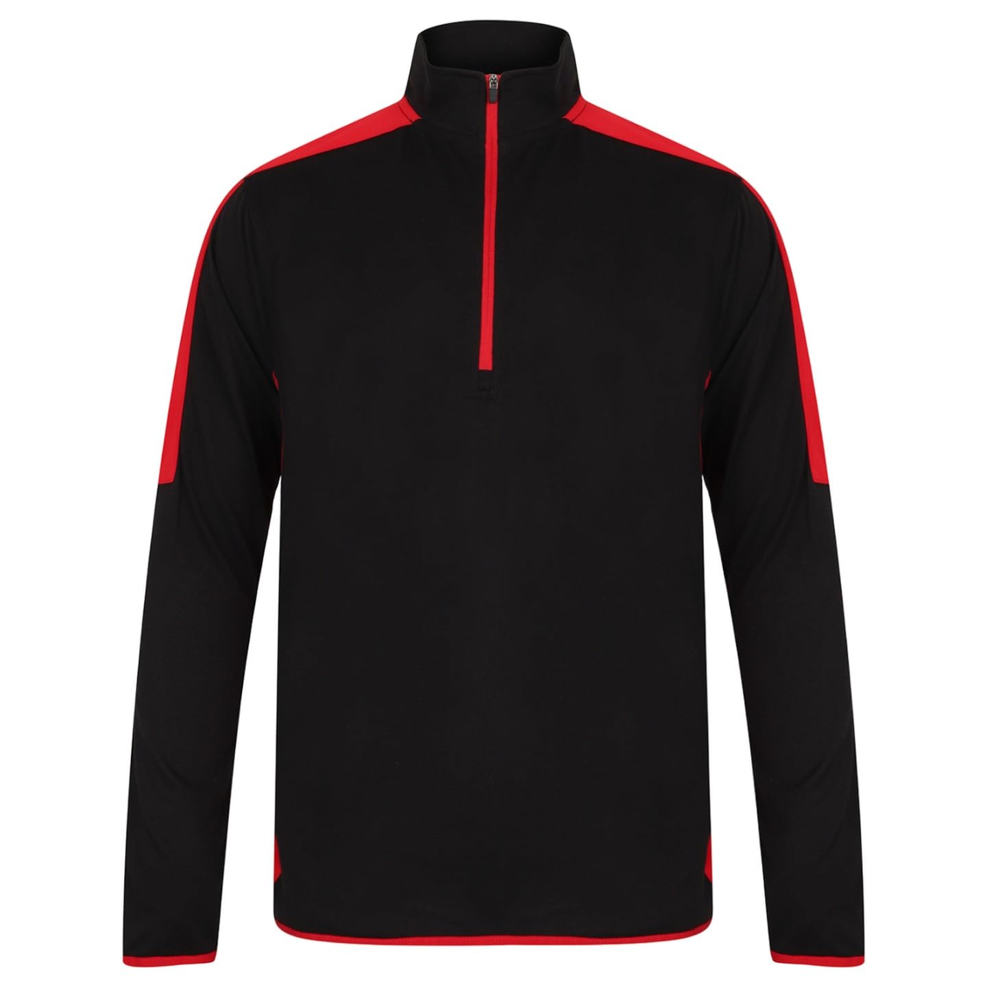 Finden & Hales Mens Contrast Panel Quarter Zip Midlayer (M) (Black/Red)