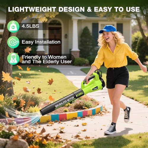 Tietoc Leaf Blower Cordless, 1200W Brushless Electric Leaf Blower with 2 X 5.0Ah Battery, 6 Speed Powerful Leaf Blowers for Garden, Patio, Lawn Care - Image 6