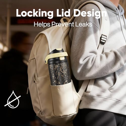 Image of ENCOOL Leakproof Insulated Water Bottle with Straw Dual-Sip Water Bottle Bag-Safe Design for Work, Commute & Gym - Keeps Drinks Cold All Day, 24 oz, Zodiac Stories