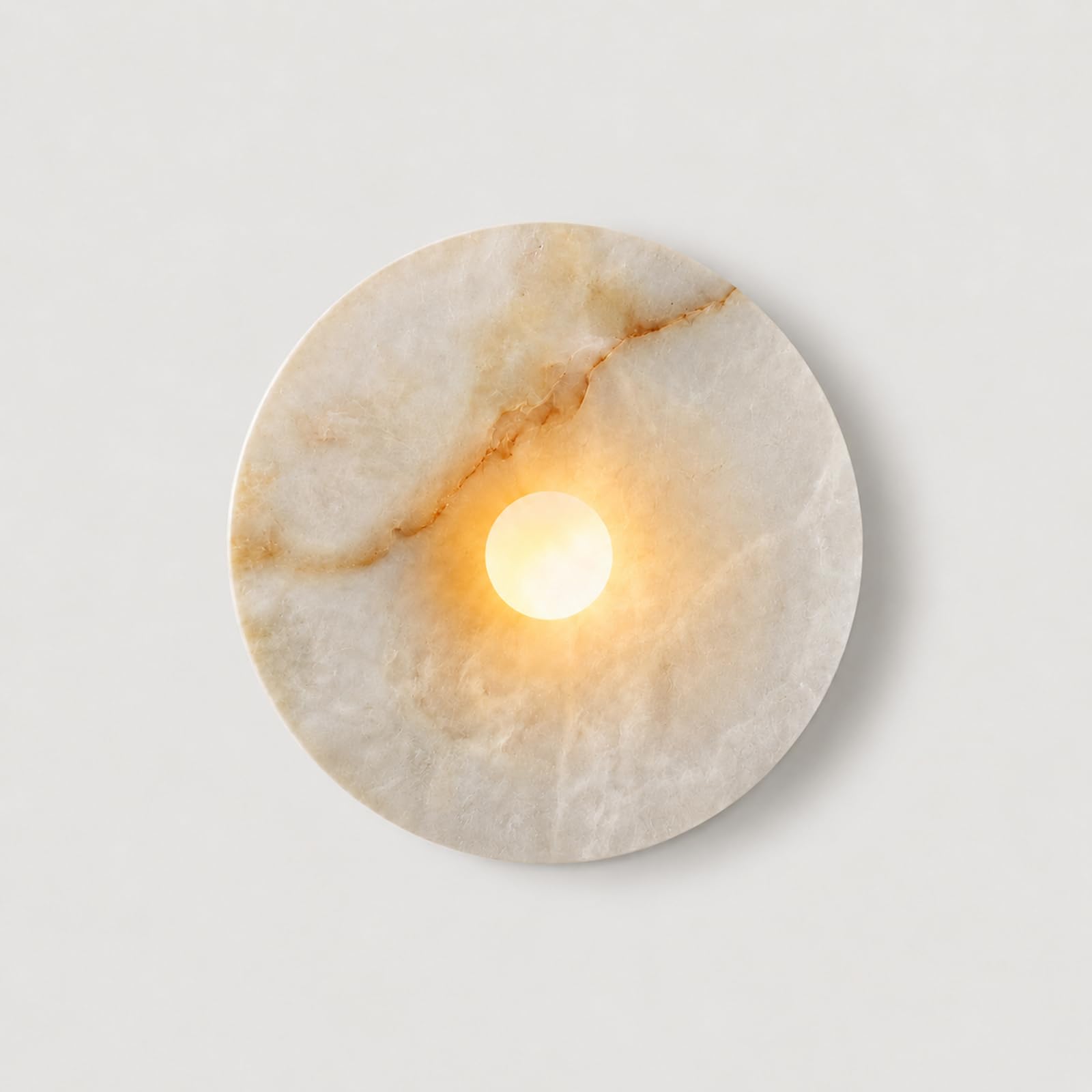 Kikioo Modern Bedroom Corridor Alabaster Marble Wall Sconce Glass Ball Shade, G4