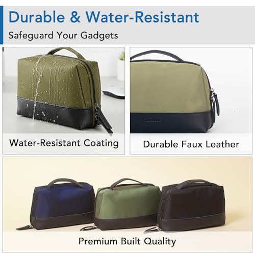 Image of OBLIQUE Siri Tech Pouch Accessories Organizer | Water Resistant Tech Organizer Bag for SD Cards, Hard Drives, Earphones, & Adapters | Premium Faux Leather, Comfortable Hand Carry Strap, Unisex