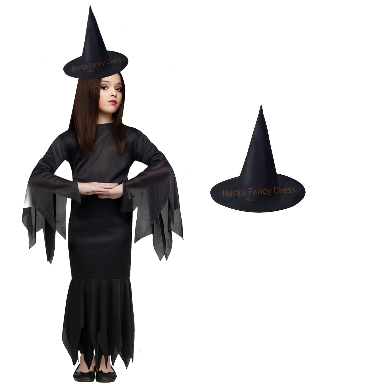 Rudra Fancy Dress Halloween costumes for kids | Halloween dress for girls (10-11 Years, I - Long Witch Costumes with Black Hat) (B0CKXT5VZF) Amazon Price History, Amazon Price Tracker