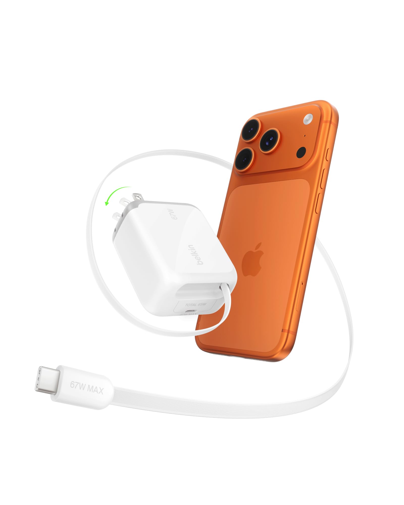 Amazon.com: Belkin USB C Retractable Wall Charger, 67W Max GaN