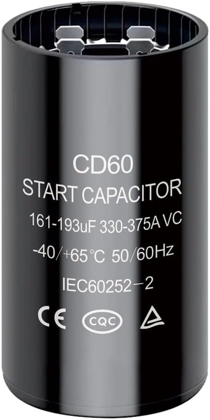 161-193 uf/MFD CD60 Round Start Capacitor ±20% 50/60 Hz 330-375 VAC Round Motor Well Pump Start Capacitor (161-193 uf/MFD, 1)