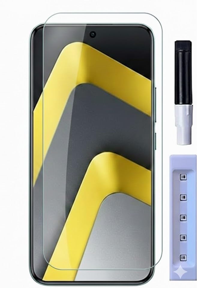 Image of BLACKSHEEP HD+ UV Tempered Glass Screen Protector Guard Compatible For Poco M8 5G Full Adhesive UV Curved Case Friendly HD Clarity with easy installation kit