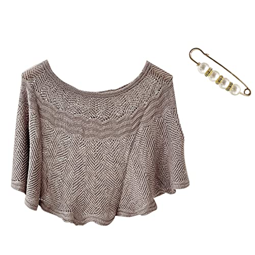 Las mujeres Casual Punto Abierto Top Encaje Ligero Sólido De Punto Sol Bufanda Cocina, caqui, Talla única