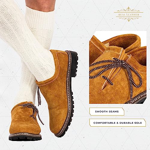 Image of BAVARIA TRACHTEN Lederhosen Boots - Haferl Authentic German Shoe for Oktoberfest Outfit - Real Leather Dark Brown