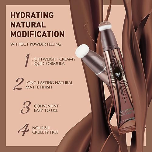 Anglicolor Contour Stick With Cushion Applicator,Cream Bronzer Contour Wand Long Lasting,Liquid Bronzer Contour Smooth Lightweight (03#LIGHT MEDIUM - Image 3