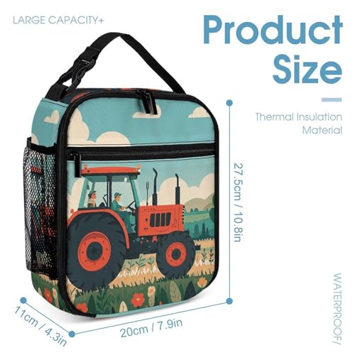 Tractor Farming Backpack Set 3 Piece, Durable Backpack Insulated Lunch Bag Portable Pencil Case for Men Women4