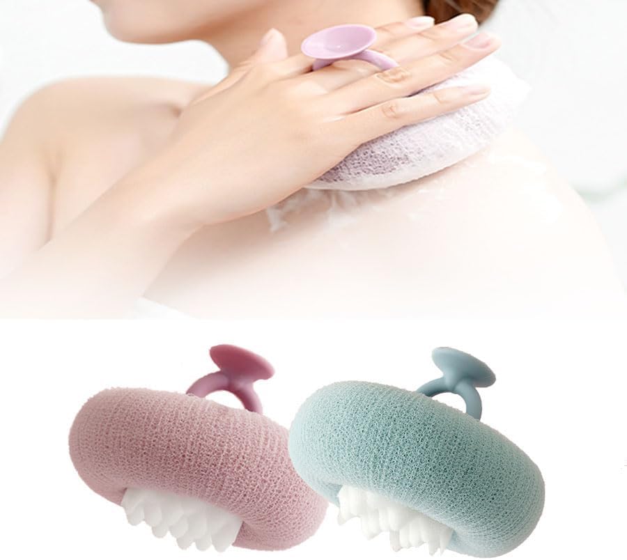 Bola de baño de girasol 2 en 1, bola de baño con ventosa de girasol súper suave, cepillo de limpieza de esponja exfoliante, bola de ducha de malla