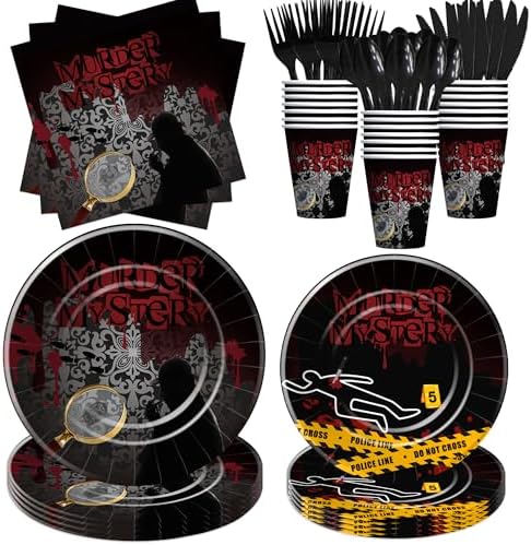 Murder Mystery Decorations Party Tableware, Escape Room Clue Game...
