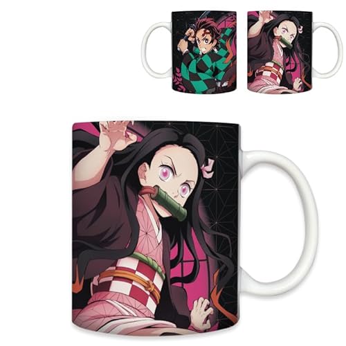 鬼滅の刃 竈門炭治郎 竈門禰豆子 マグカップ コーヒーカップ セラミック キャラクター 330ml ホワイト 持ち手付き おしゃれ 可愛い オフィス用 結婚祝い 贈り物