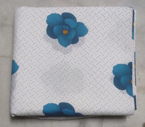 Image of Cotton Print(Unstitched Fabric for Girl /Women,Width-44 inch,Length-5 Meter,for Making Full All Over Suit,Kurti,Gown,Palazo,Dress Material,Tunics,Top,Maxi,Nighty.Free Size, White Ferozi 5 Meter