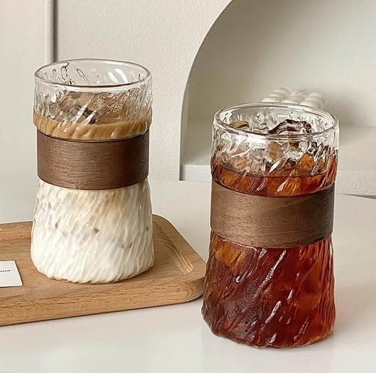 Verres à café glacé et cappuccino résistants à la chaleur avec porte-gobelet