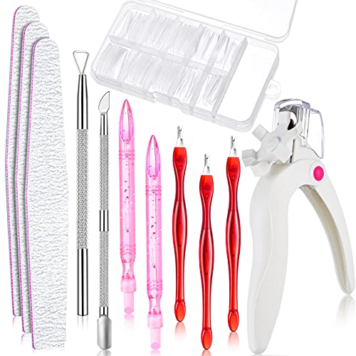 111 Pieces Nail Art Tools Set, Acrylic Nail Clipper Cutter, Artificial False Nails, Double-Sides Nail Files, Cuticle Pusher, Nail Polish Carving Pen, Cuticle Remover for Nail Manicure (White Cutter)