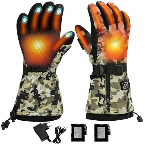 Podazz Beheizbare Handschuhe für Herren Damen, Beheizte Handschuhe mit 7.4V 3000mAh...