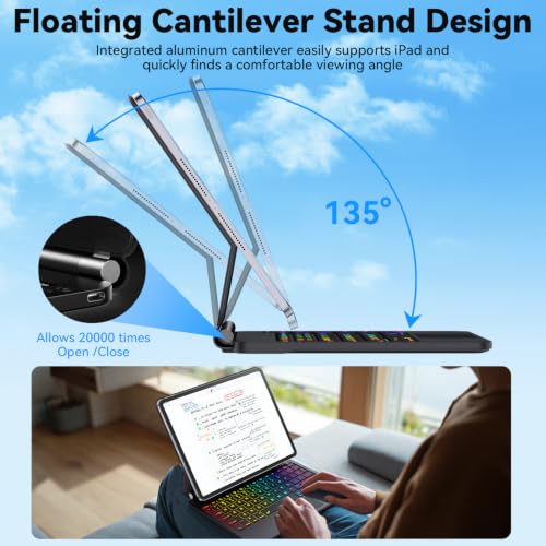 Image of For iPad 11th 10th Generation Case with Keyboard,Magic Keyboard with Multi-Touch Trackpad for iPad A16 Case with Keyboard,Backlitght,Floating Cantilever Stand, Magnetic Case for iPads (A16) /10th Gen