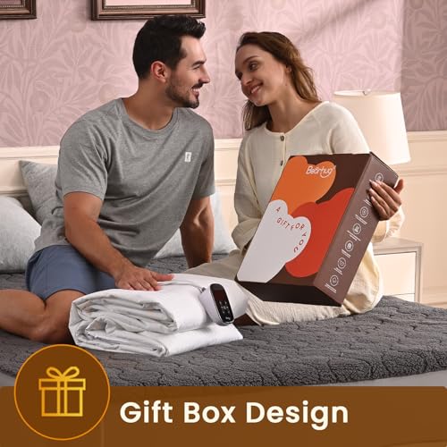 Image of Bearhug Electric Heated Mattress Pads Full Size 54 inchx75 inch Sherpa Bed Warmer with 21 inch Deep Pocket 10 Heat Settings 12-Hour Timer Machine Washable Gray
