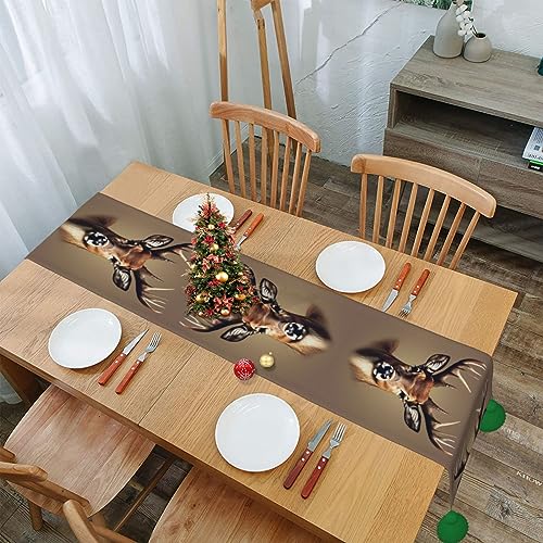 Chemin de table rustique tête de cerf imprimé pour décoration de cuisine et Noël - 6
