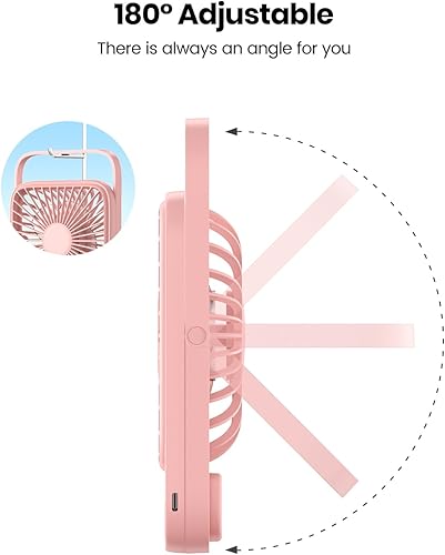 Miniatura 5 de TOPK Paquete de 2 ventiladores de escritorio portátiles de 5000 mAh, pantalla digital ultrafina de viento fuerte, 4 velocidades, ajustable, pequeño,