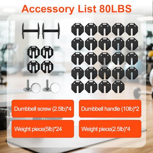 Image of Adjustable Dumbbell Sets, Each 50 /80 /90 /120LB Pairs Durable Steel Build, Free Weights Dumbbells Set of 2 with Anti-slip Handle, For Full Body Home Gym Workout Home Strength Training Equipment 50 /80 /90 /120LBSX2