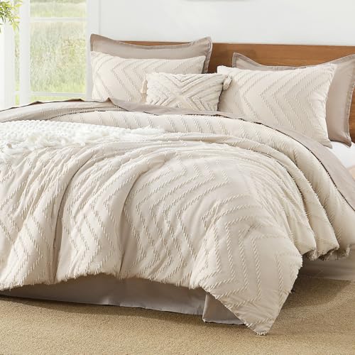Image of Litanika 3 Pcs Beige Boho Oversized Super King Bedding Comforter Set