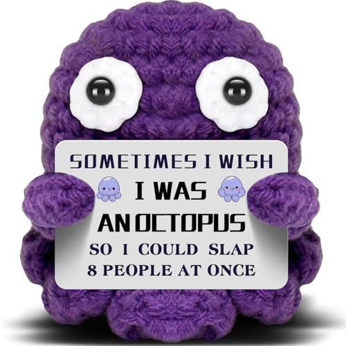 VKYN Mini Octopus Emotional Support Crochet with Funny Card, Birthday Gifts for Friends Besties Colleague...