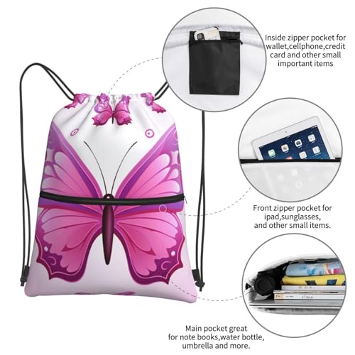 Drawstring Backpack Waterproof Draw String Bag Gym Drawstring Bags Big Butterfly Swim Bag for Men Women4
