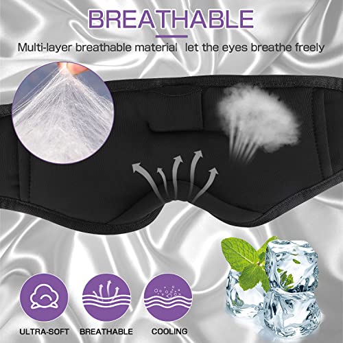 LC-dolida Sleep Headphones, Silk Sleep Mask Bluetooth Wireless Music Eye Mask, Sleeping Headphones for Side Sleepers Sleep Mask with Bluetooth Headphones Ultra-Thin Stereo Speaker Perfect for Sleeping - Image 3
