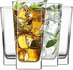 DYNAMIC EXPLOR Square Fiber Glass Set for Water, Plastic Glass Set, Drinking Glass for Juice, Plastic Water Glasses, Unbreakable Glass Set (Pack of 6)