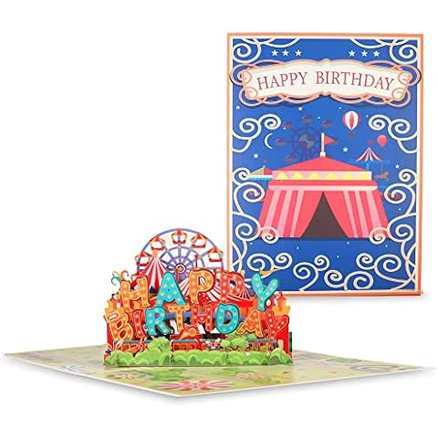 Happy Birthday Card, 3D Birthday Card, Pop Up Birthday Cards, Greeting Card Birthday With Recyclable Envelope, Carnival Birthday Greeting Card for Kids Women Men Friends Cover