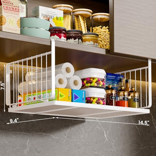 Image of TAILI Under Shelf Basket, Hanging Storage Baskets for Efficient Kitchen and Cabinet Storage - Hanging Organizer Racks, Slide-in Design for Pantry, Desk, and Bookshelf. Stylish Storage Solution(L)