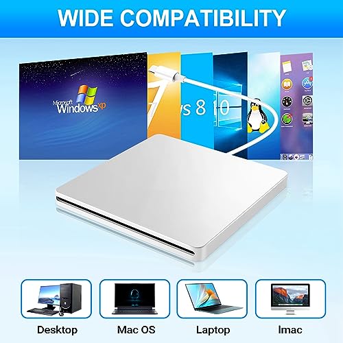Unidad Externa USB CD/DVD Tipo C Plateada miniatura 5