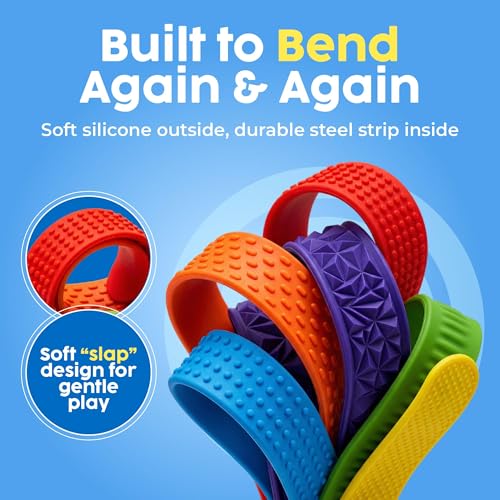Image of BUNMO Sensory Slap Bracelets - 6 Pack, Textured Sensory Bracelet Fidget Toys for Boys & Girls - Sensory Toys for Kids 3+