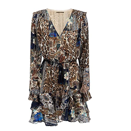 Guess Robe de coktail Elea Dress W2YK34WEPO0 pour femme, Impression patchwork 70s, M