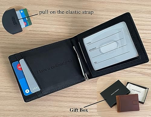 Personalized Leather Men's Minimalist Wallet, Front Pocket Custom Slim small Credit Card Holder with Gift Box, Money Clip, Customized Gift For Him/Husband/Boyfriend/Anniversary/Dad/Birthday/Valentine4