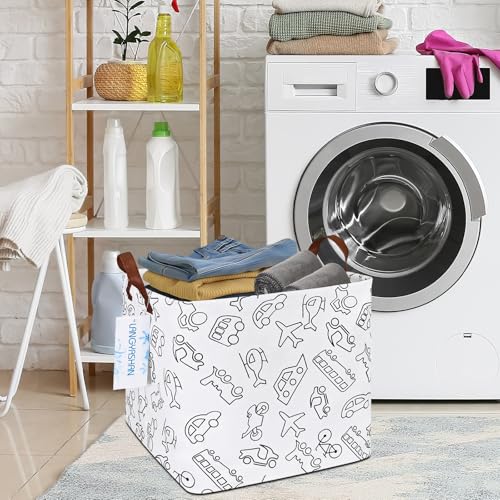 Image of Square Storage Baskets Children Shelves Gift Toy Organizer Room Vehicle | Laundry Hamper Collapse Canvas with Handles for Organizing Home Kitchen Children Toys Office Closet Shelf