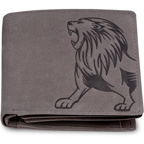 Leo Leather Wallet for Men, Vintage Grey, RFID