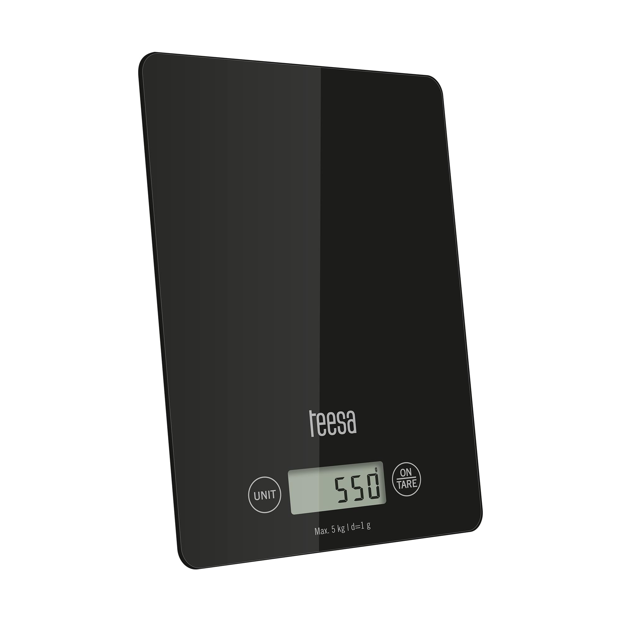 Teesa Waga Kuchenna Elektroniczna Szklana Domowa Tarowanie 5kg Czarna