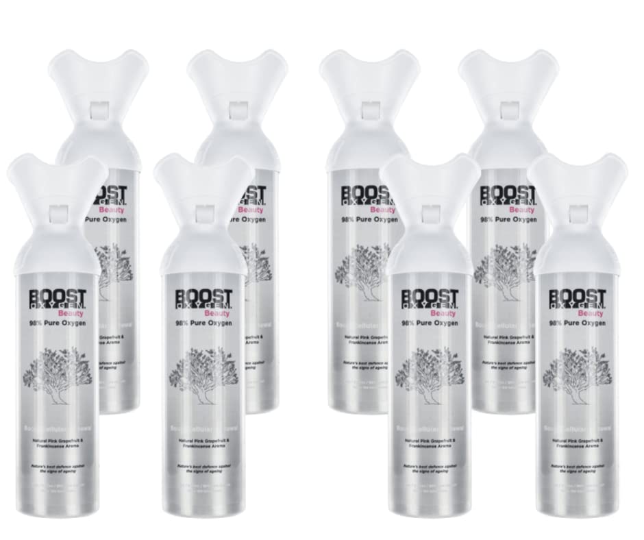 Boost Oxygen Beauty 6L, 98% Pure Oxygen, Up to 150, 1 second bursts of pure oxygen, Fresh and Trendy, Rejuvenates & Repairs. Pack of 8
