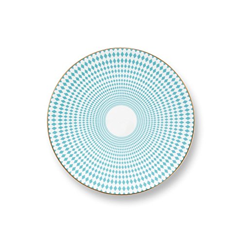 SDBC0815 Hutton Bone China Salad Plate, 7.7", Turquoise/Gold