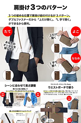 NeedNetwork パラフィン帆布 スマホポーチ ショルダーバッグ ウエストポーチ ボディバッグ ポシェット パスポートケース RFID スキミング防止 ベルトポーチ 財布 ストラップ ウエストバッグ スマホケース サコッシュ 大容量 携帯 小物入れ 斜めがけ 大人 アクセサリーポーチ (モカ)
