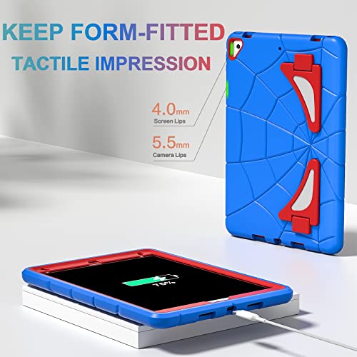 Image of Nitupai iPad 10.2 Case for 9th /8th /7th Generation (2021 /2020 /2019) - Kids' Shockproof Cover With Stand and Screen Protector for Boys and Children, Blue+Red